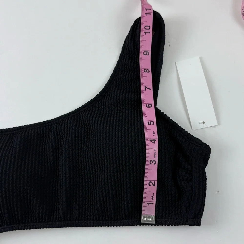 Salt + Cove Bikini Top Juniors Size Large Black Ribbed One Strap Swim NWT